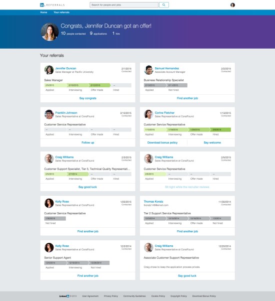 LinkedIn Referrals Employee Updates