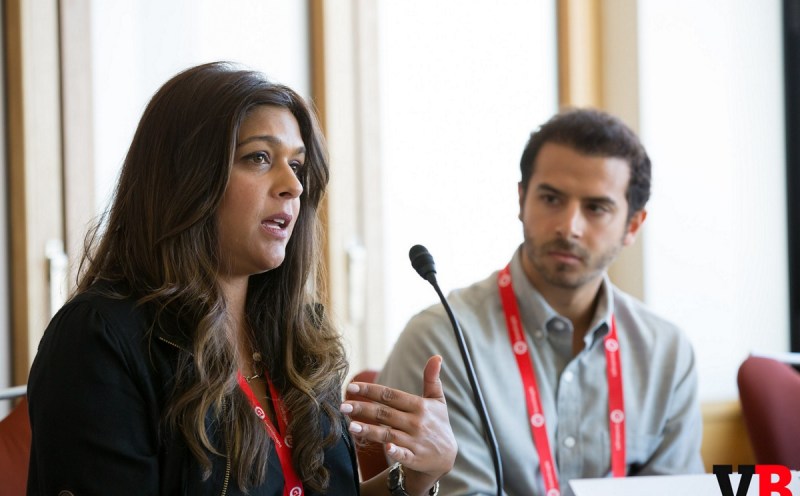 Asra Rasheed of Disney and Justin Hefter of Bandura Games at GamesBeat 2015's diversity panel.