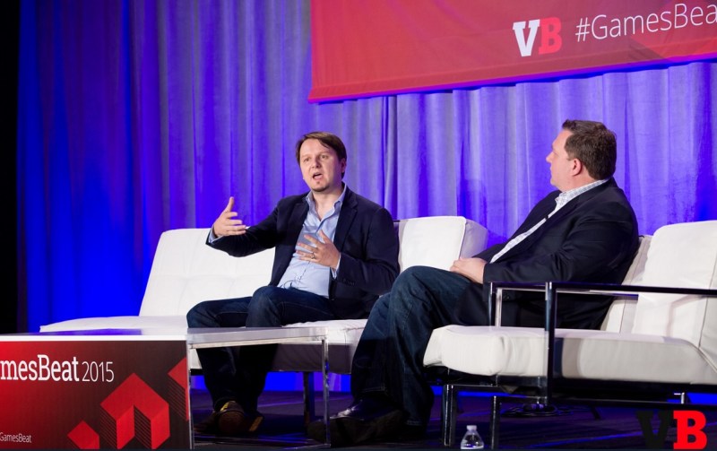 Mihai Pohontu of Samsung (left) and Greg Short of IEP at GamesBeat 2015.