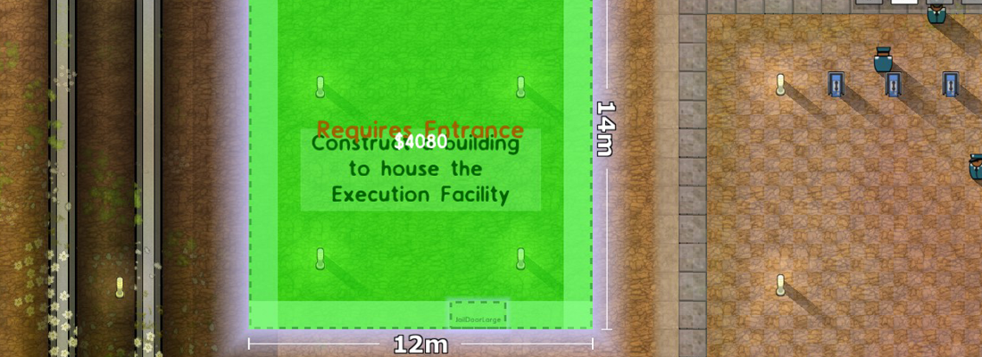 Prison Architect building out execution chamber