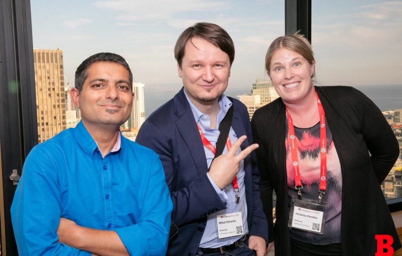 Ravi Belwal, Mihai Pohontu, and Johanna Pentila of Samsung