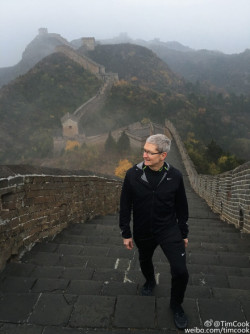 Apple's Tim Cook at the Great Wall of China this week