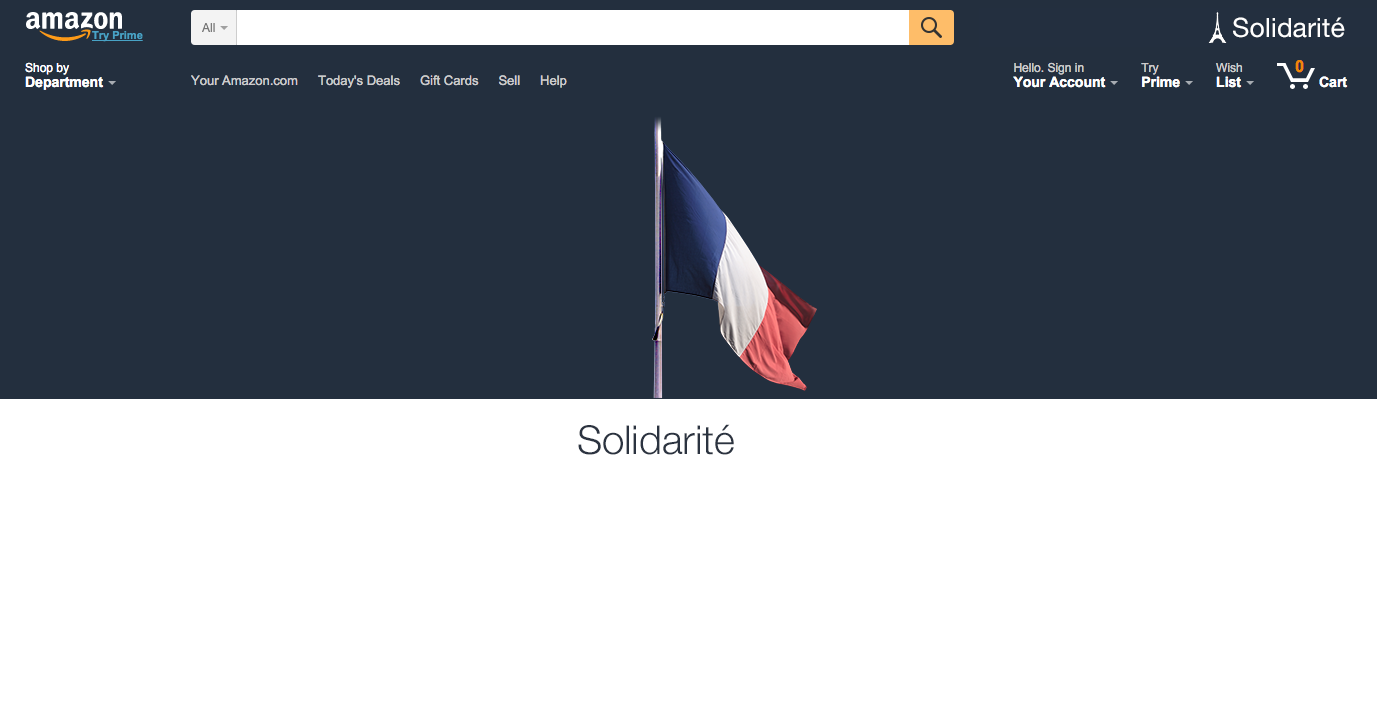 Amazon's homepage banner this morning.