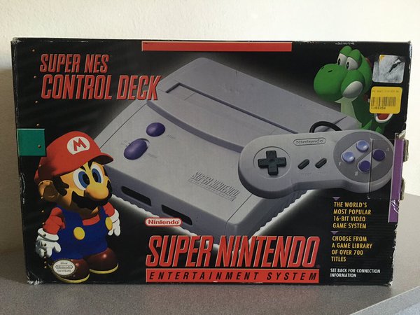 A later reissue of the SNES hardware with a redesigned case.