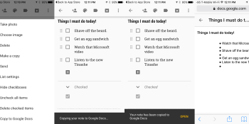 Google Keep for iOS now lets you export notes to Google Docs