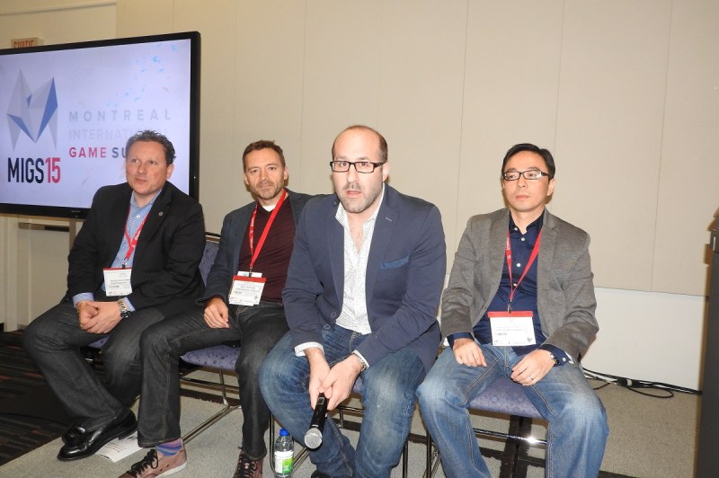 Game investors (left to right) Marc Alloul of W2/W3, JS Cournoyer of Real Ventures; Jason Della Rocca of Execution Labs; and Ringo Zhu of CMGE.
