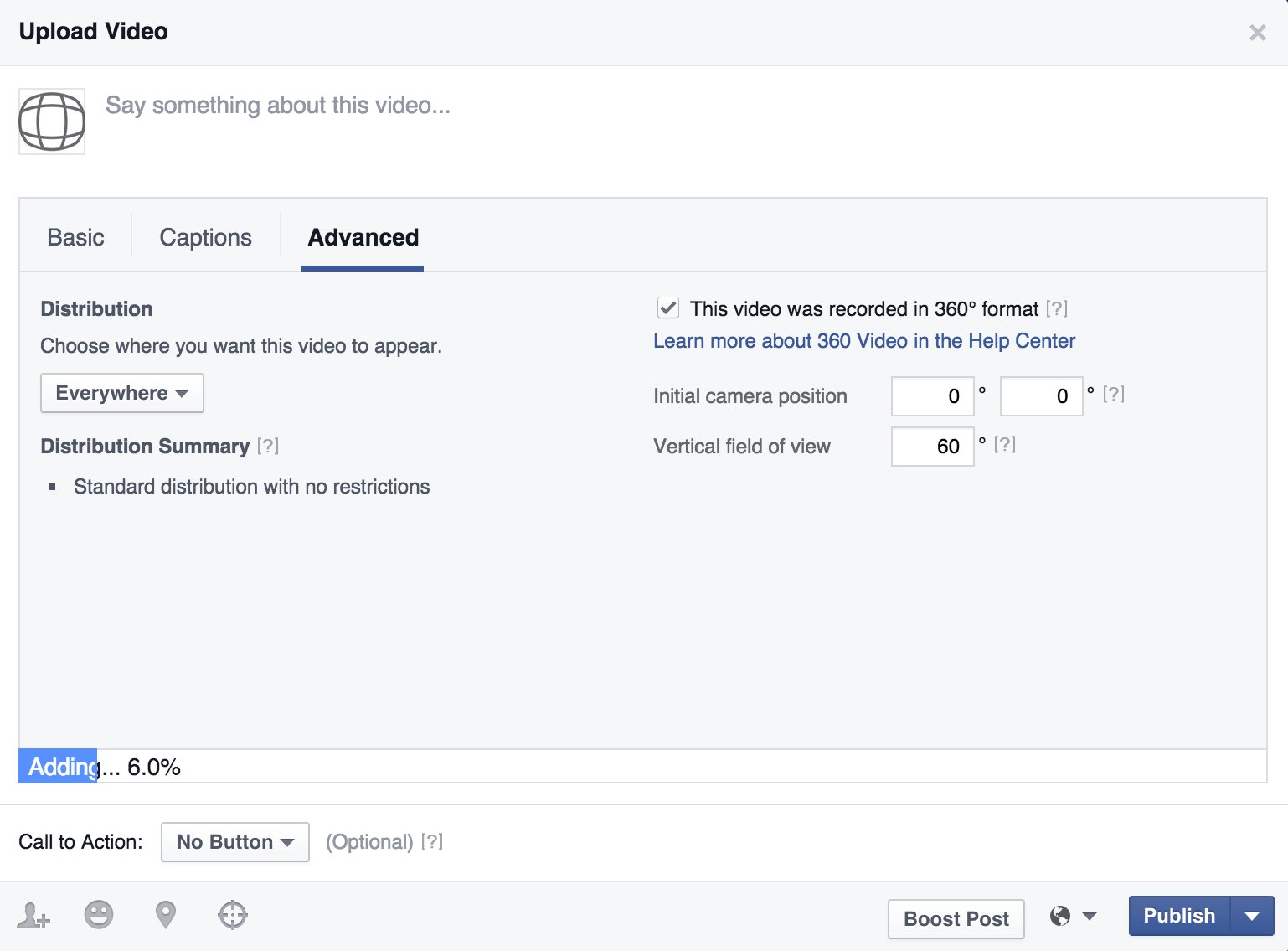 Facebook 360 video operation video player controls