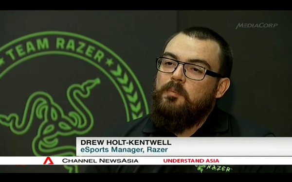 Drew Holt-Kentwell talks esports on TV.