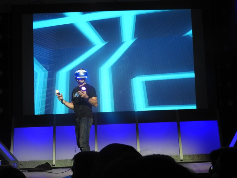 PlayStation VR demo on stage at the PSX event. 