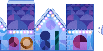 You can print out today’s Google Doodle of homes decorated for the holidays