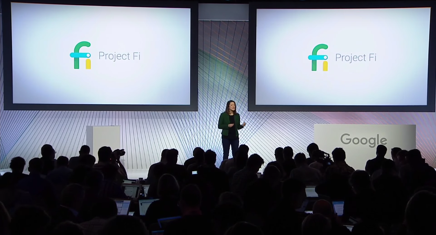 Google director of product management Sabrina Ellis announces that the Nexus 5X and 6P will support Project Fi at a press event in San Francisco on September 29.