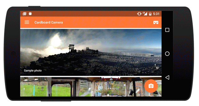 The Cardboard Camera app.
