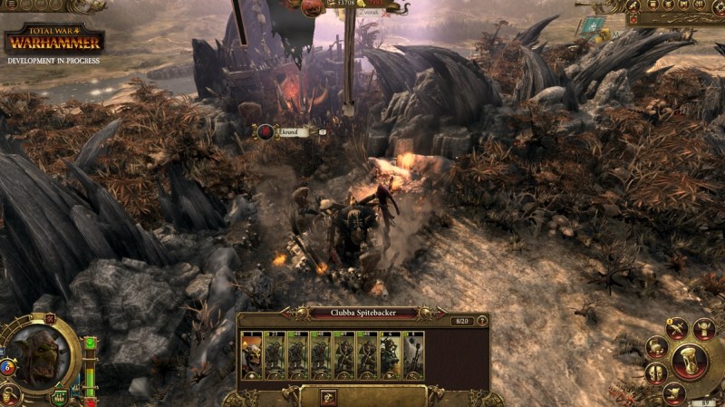 The campaign map shows an army's units in Total War: Warhammer.