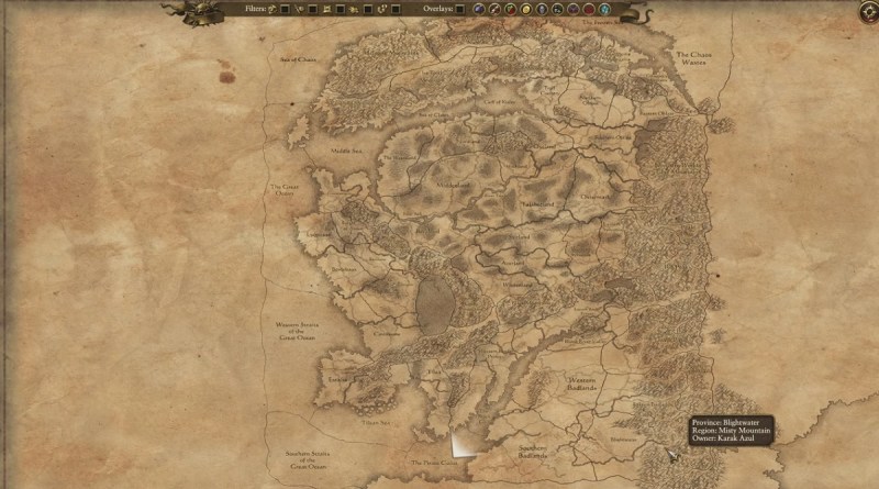 An overview map of the Old World from the Warhammer Fantasy Battles series.