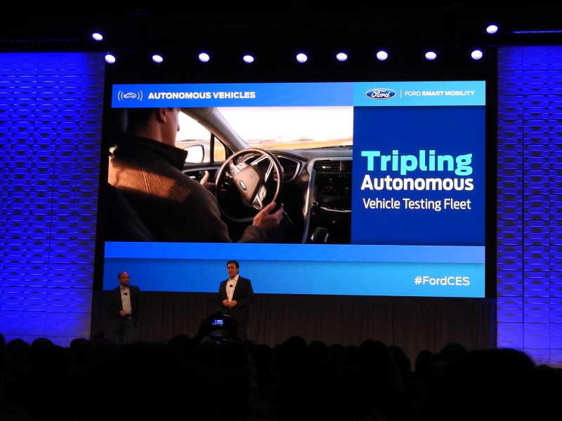 Ford's CEO Mark Fields on stage at CES 2016.