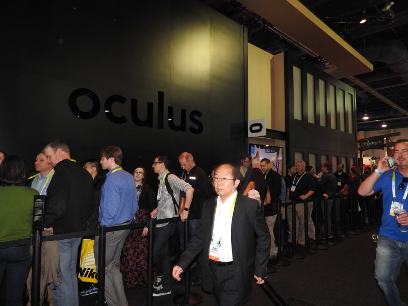 There was a long line to try out the Oculus Rift at CES 2016.