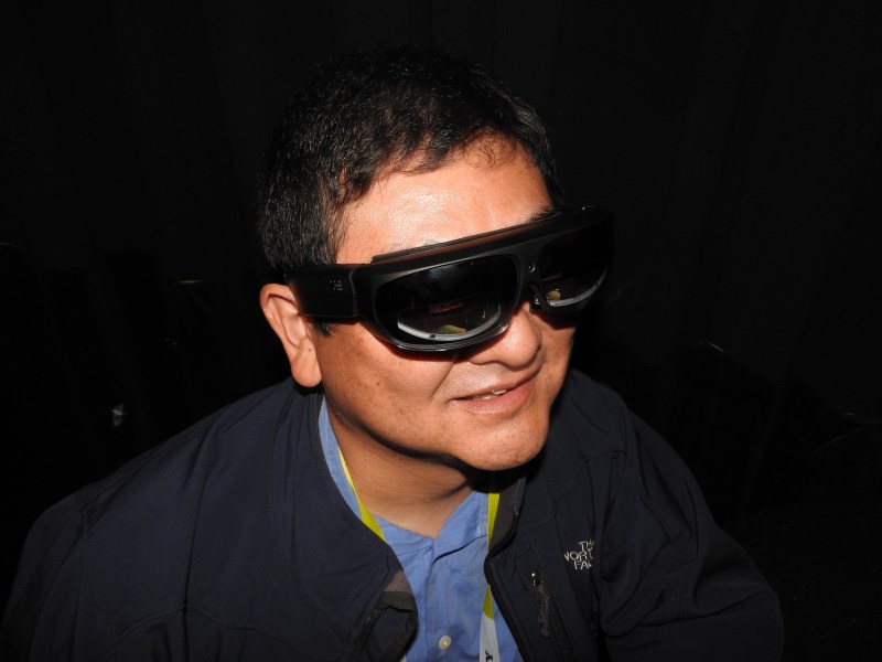 Dean Takahashi demos ODG's augmented reality glasses.