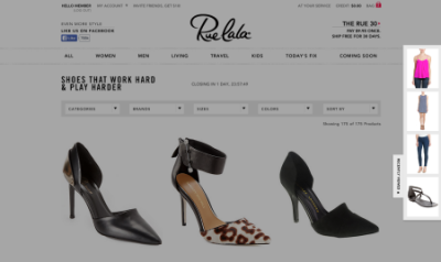 A screenshot of personalized recommendations from Rue La La.