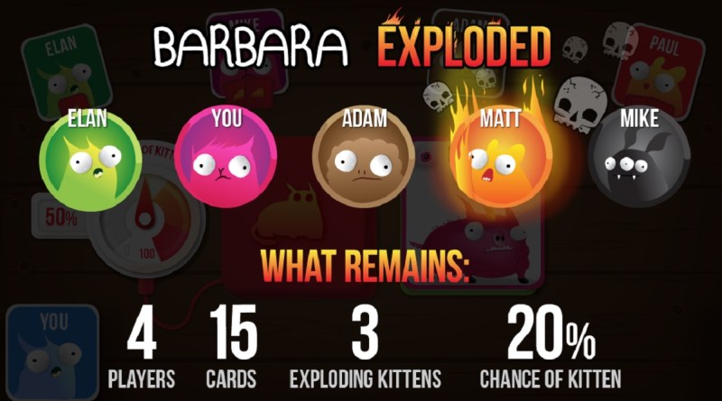 The digital version tells you what your odds are of drawing an Exploding Kitten and ending your game.