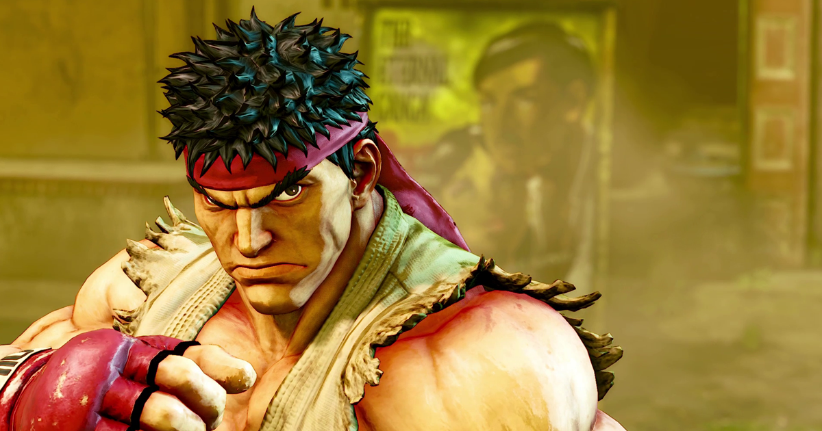 Street Fighter V Ryu close up yellow background