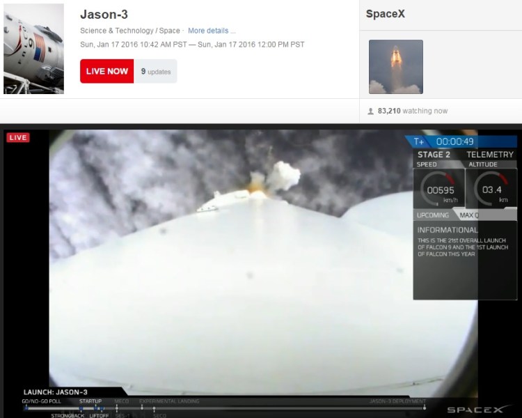 View from SpaceX rocket as it heads into space.