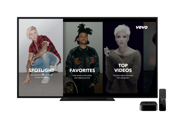 Vevo's new tvOS app for Apple TV.