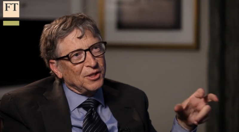 Microsoft cofounder and former chief executive Bill Gates speaks with the Financial Times in a video interview in February 2016.