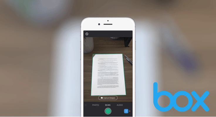 Document scanning with the Box Capture app on iOS.