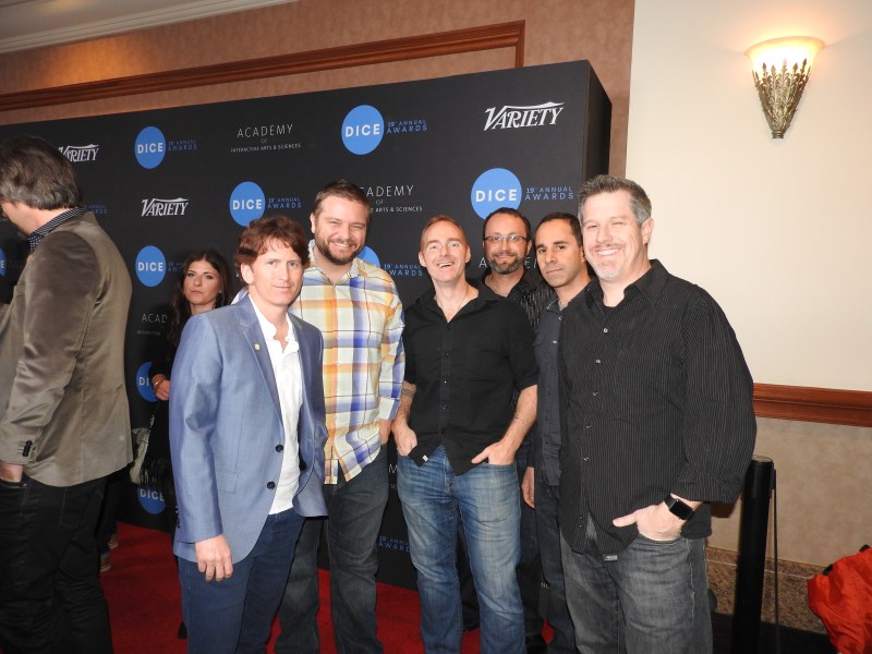 Todd Howard (far left) and the leaders of Bethesda Game Studios' Fallout 4 team at the DIC Awards.