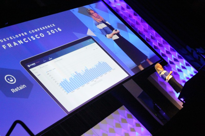 Yahoo chief executive Marissa Mayer gives the keynote address at the company's 2016 San Francisco mobile developer conference on February 18, 2016.