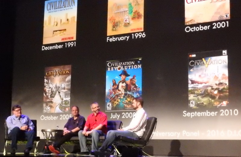 Civilization game designers Bruce Shelley, Sid Meier, Brian Reynolds, and Soren Johnson.