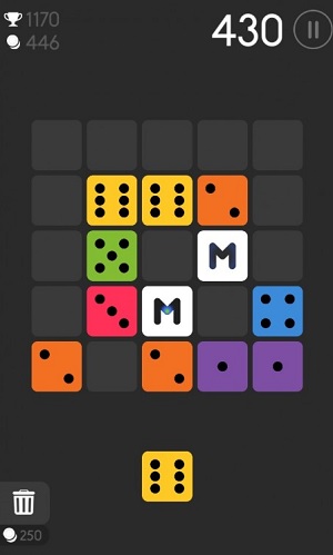In Merged!, you try to match colored dice.