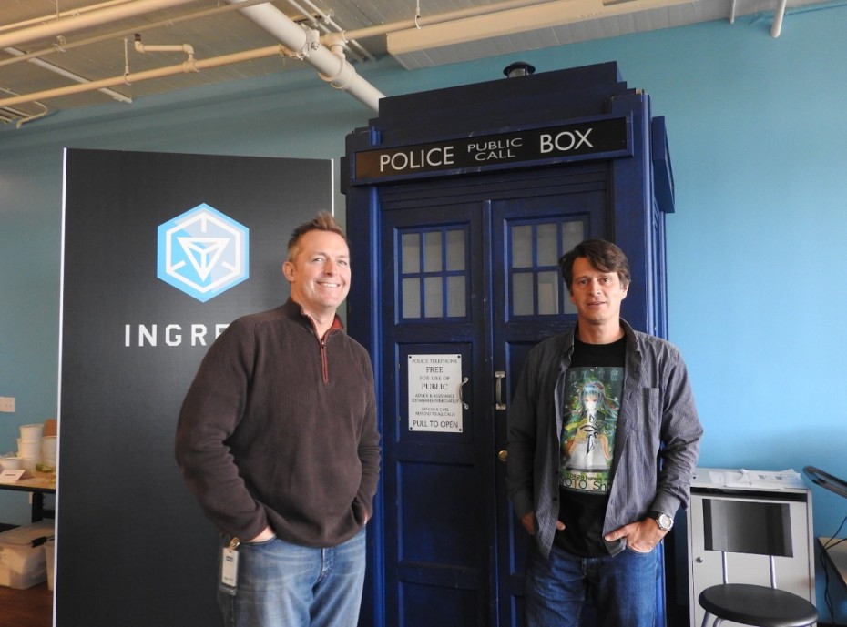 Niantic chief marketing officer Mike Quigley and CEO John Hanke (right) at Niantic headquarters.