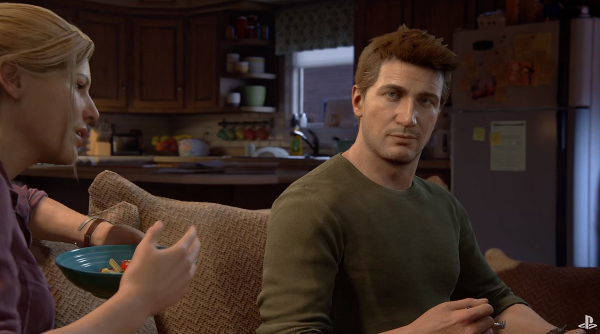 Uncharted 4: A Thief's End depicts Nathan Drake's choice between his criminal brother Sam and his love Elena.