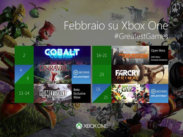 Xbox One's February release schedule. 