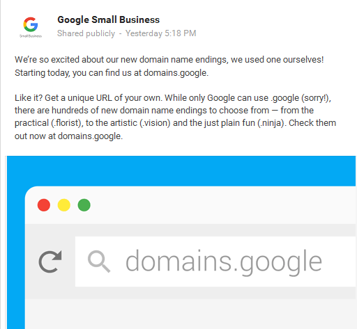 Google Domain Announcement