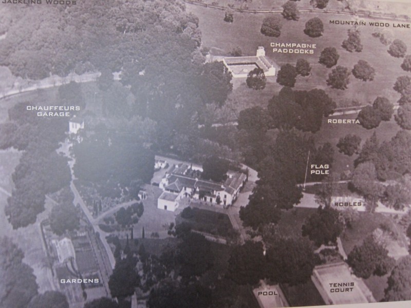 Aerial photo of the Jackling Estate on display at the Woodside Community Museum. 