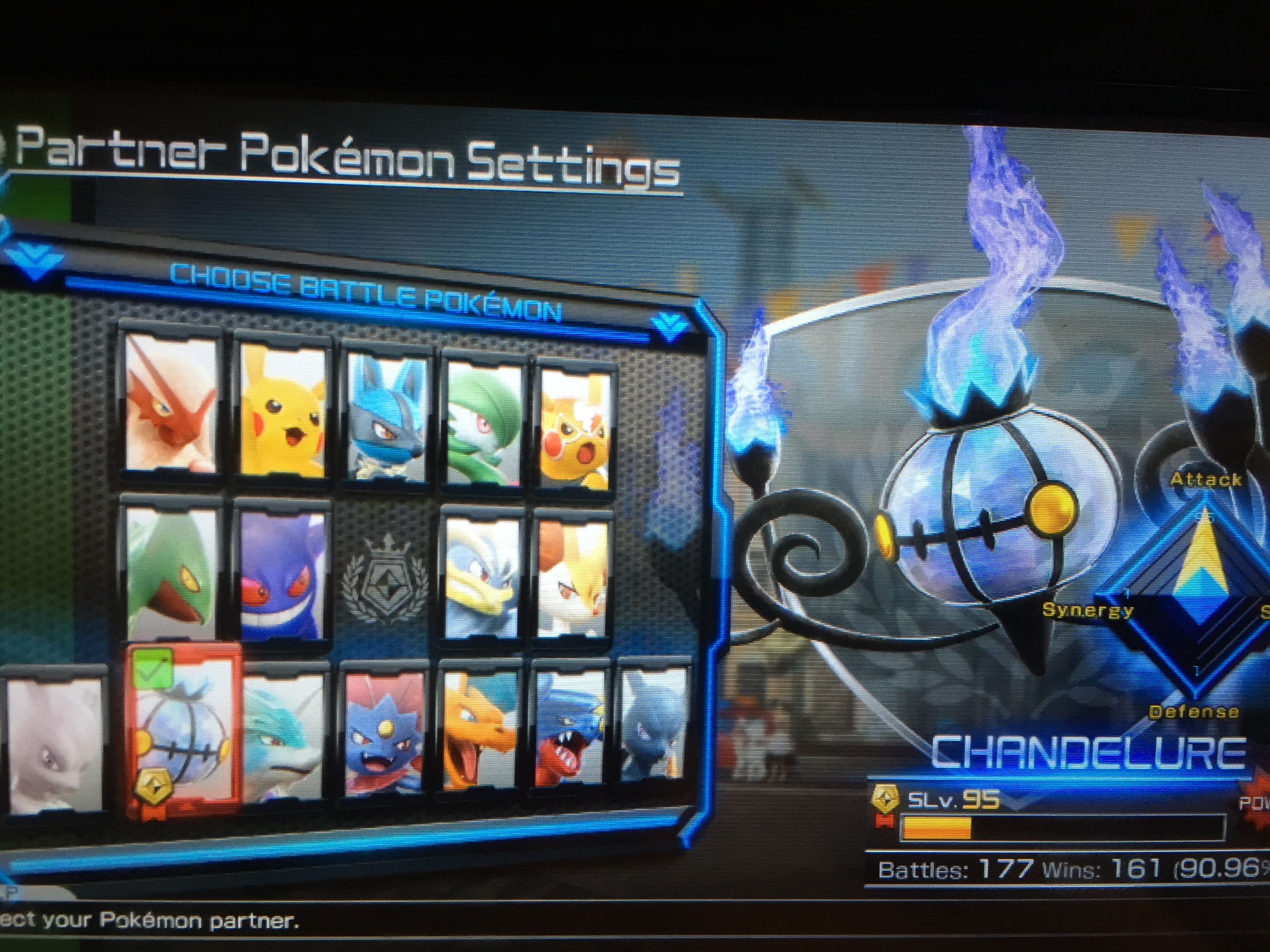 The (lacking) Pokkén roster: Blaziken, Pikachu, Lucario, Gardevoir, Pikachu Libre, Sceptile, Gengar, Machamp, Braixen, Mewtwo, Chandelure, Suicune, Weavile, Charizard, Garchomp, and Shadow Mewtwo.