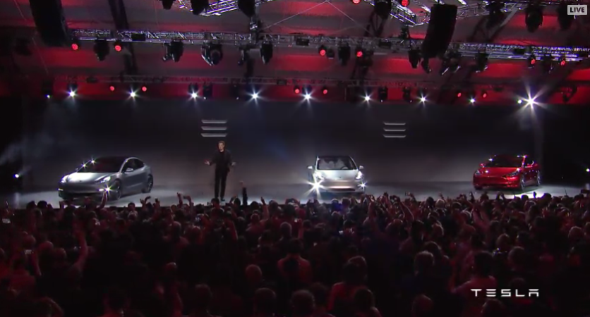 Musk with Tesla Model 3