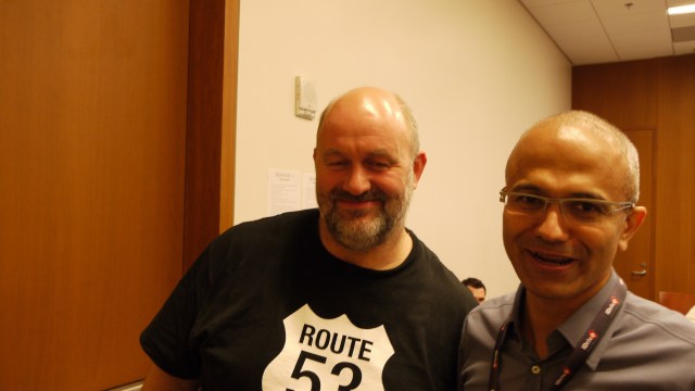 Werner Vogels, left, chief technology officer of Amazon.com, and Satya Nadella, chief executive of Microsoft.