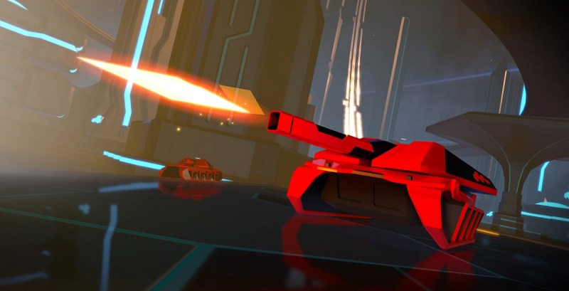 An enemy tank in Battlezone.