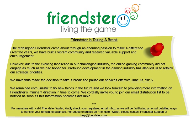 Friendster Announcement