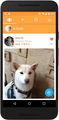 Foursquare Swarm app featuring photo in feed update
