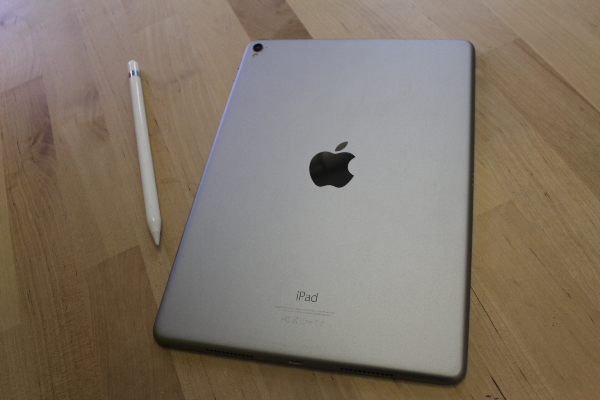 Back of the 9.7-inch iPad Pro, and the Apple Pencil.