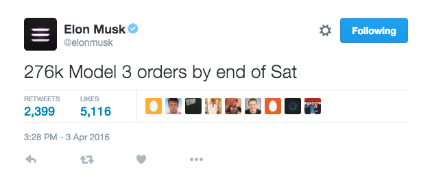 Tesla Model 3 267,000 orders