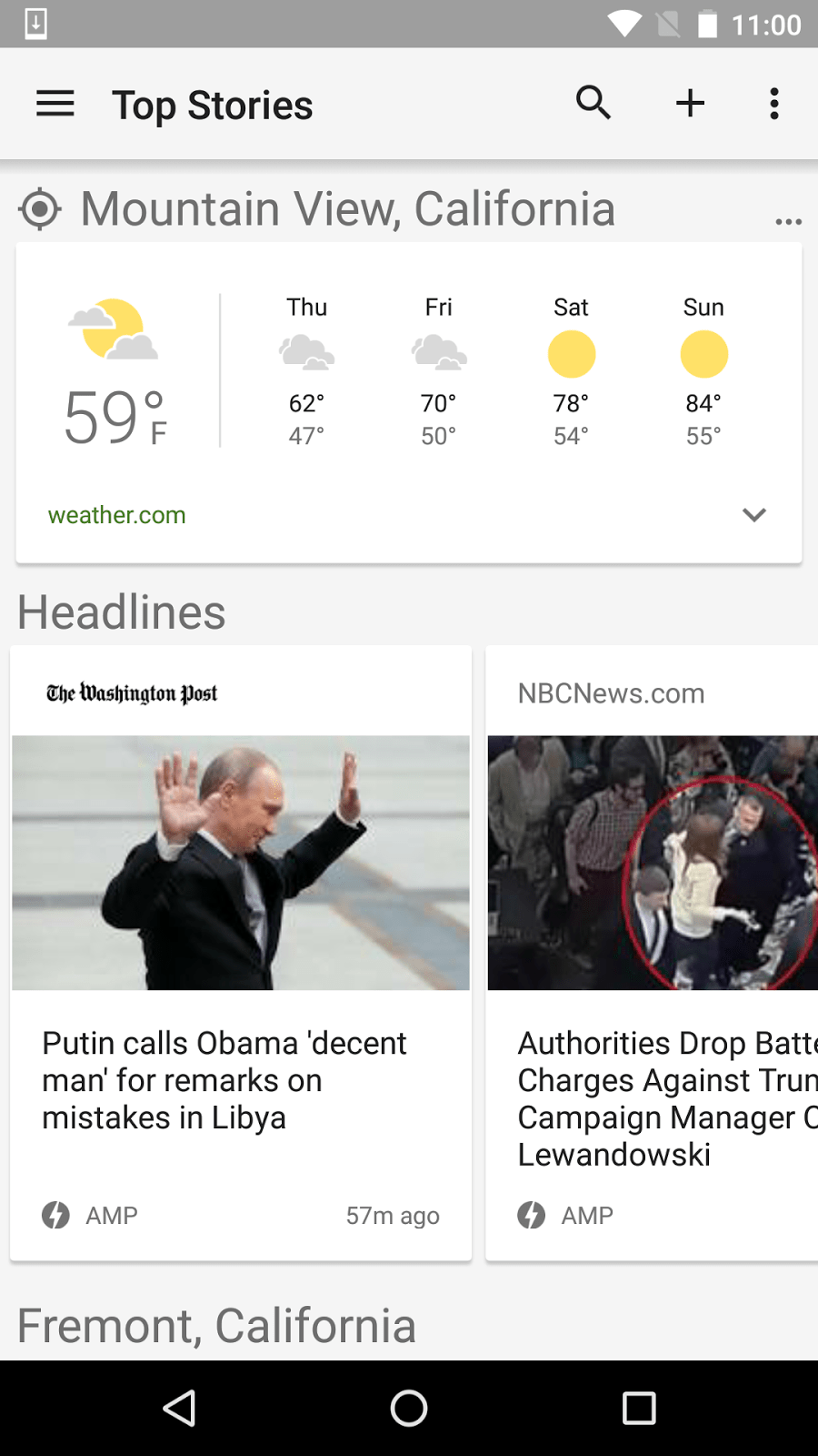 AMP articles in Google News on Android.