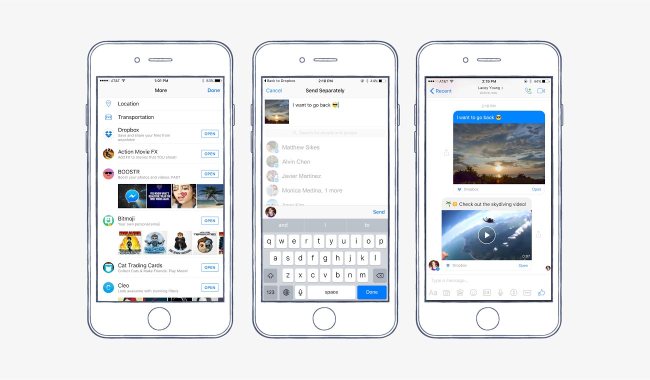 Dropbox has integrated with Facebook Messenger.