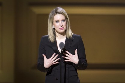 Theranos CEO Elizabeth Holmes speaks on stage at the Glamour Women of the Year Awards where she received an award, in the Manhattan borough of New York November 9, 2015. REUTERS/Carlo Allegri