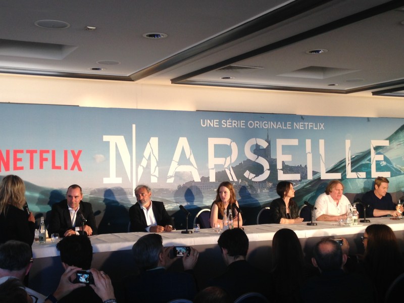 The cast and producers of "Marseille" meet the French media. 