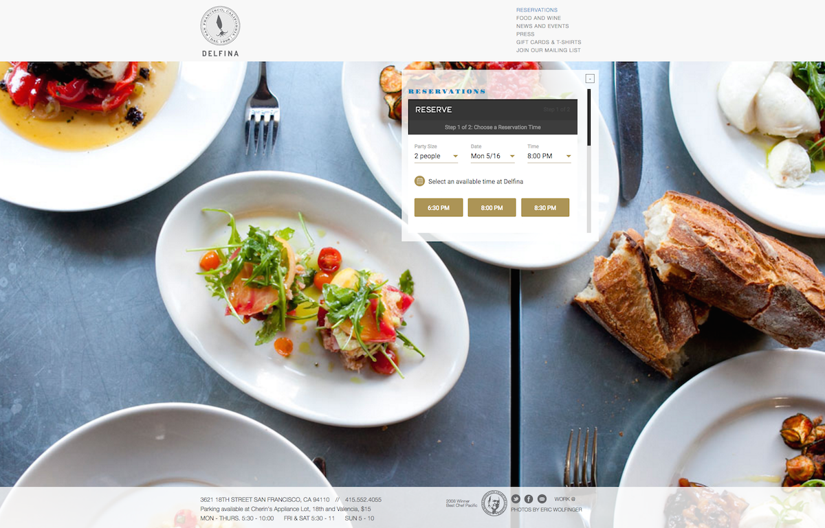 Guests can book with Reserve from a restaurant's own website